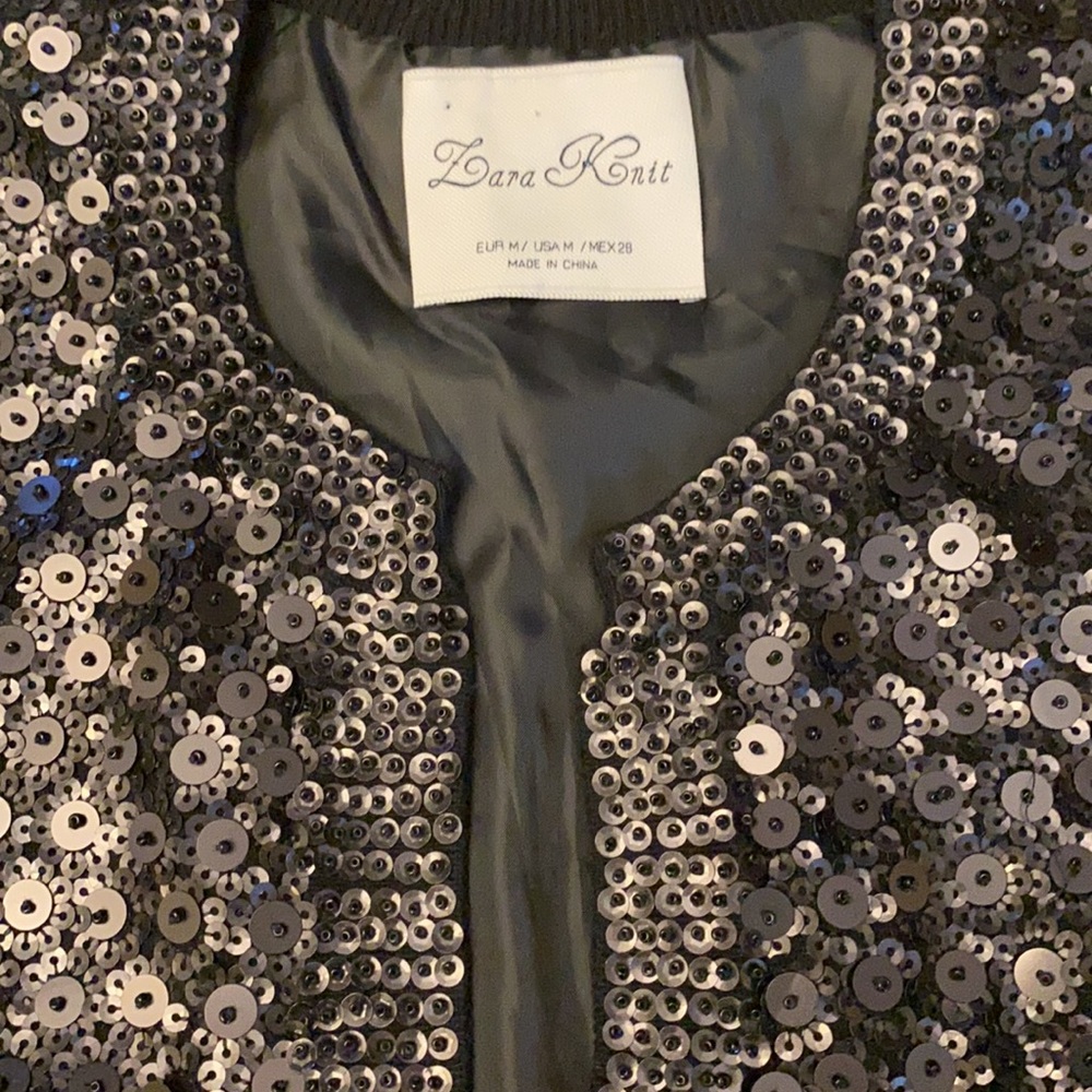 Zara Womens Sequined Bolero Top Sz M - Picture 2 of 4